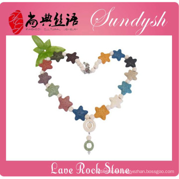 Unique Natural Handmade Stars Shape Lava Rock Stone Necklace